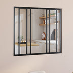 Verrière atelier coulissante 4 vitrages L. 120 x H. 108 cm en métal noir et verre trempé