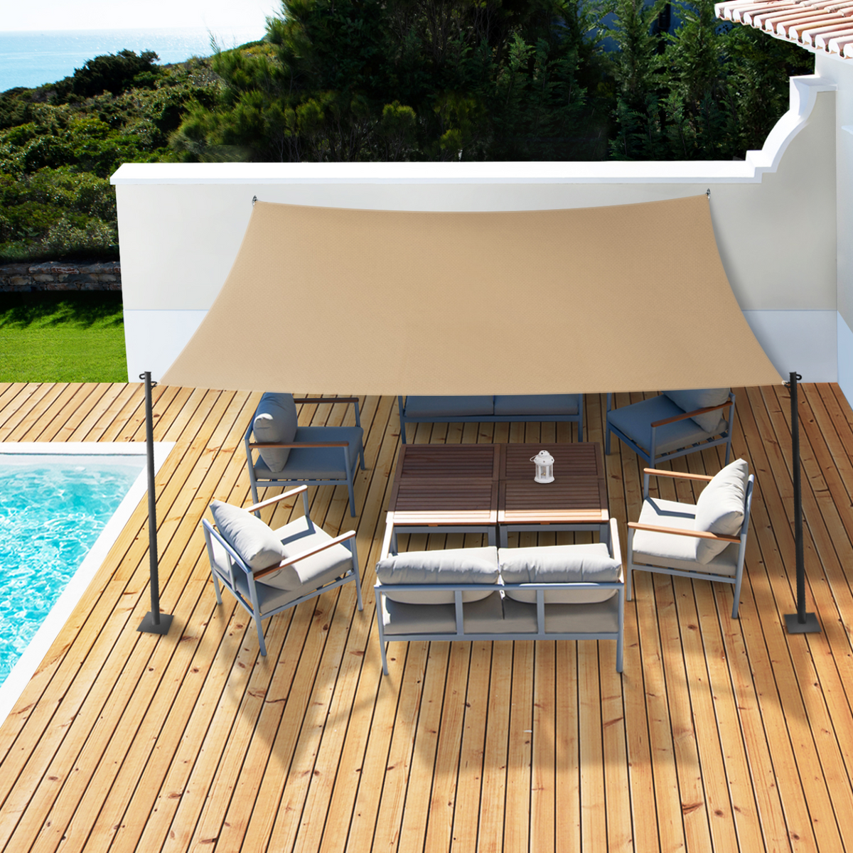 Voile d'ombrage rectangulaire 4x6 m sable