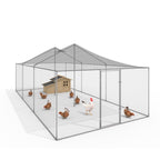 Volière de 18 m², parc grillagé 6 x 3 m, enclos poulailler pour animaux de basse-cour